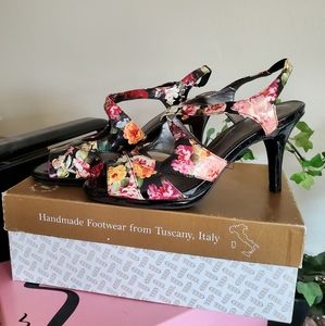 Life Stride Patent Floral Slingback Sandal Heel
